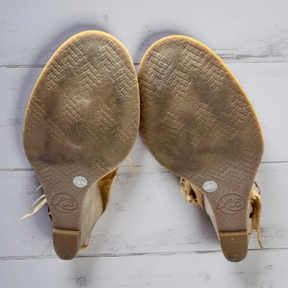 Lucky Brand Tan Fringe Ankle Booties 6.5